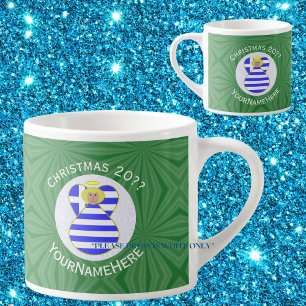 Greek Blonde Angel Christmas Flag Personalised  Espresso Cup