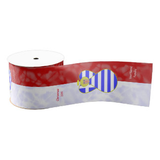 Greek Blonde Angel Flag Red and White Personalised Grosgrain Ribbon