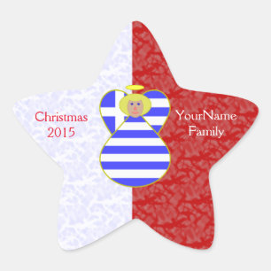 Greek Blonde Angel Flag Red and White Personalised Star Sticker