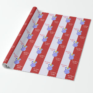Greek Blonde Angel Flag Red and White Personalised Wrapping Paper