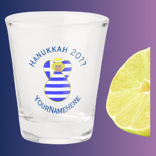 Greek Blonde Angel Hanukkah Flag Personalised Shot Glass