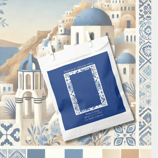 Greek Blue and White Elegant Wedding Favour Bag (Creator Uploaded)