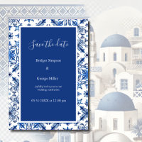 Greek Blue and White Elegant Wedding Save the Date