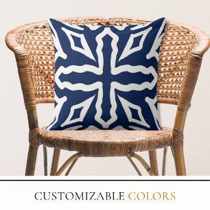 Greek Blue and White Mediterranean Coastal Cushion