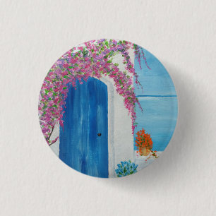 Greek Blue Door 3 Cm Round Badge