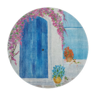 Greek Blue Door Cutting Board