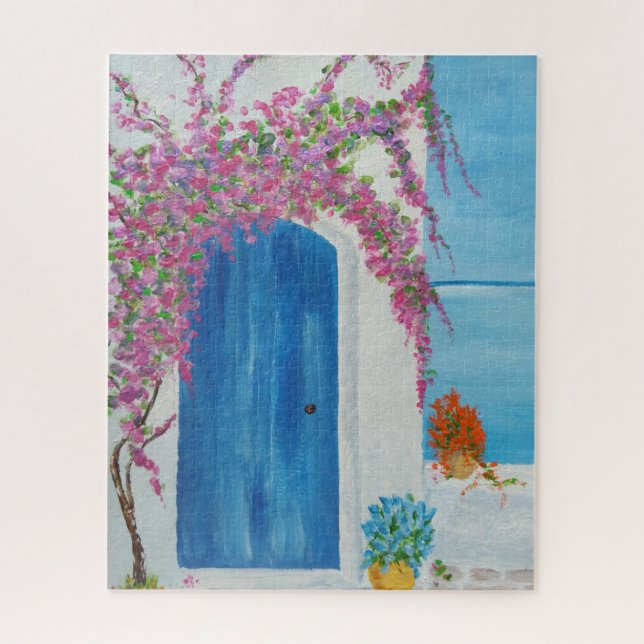 Greek Blue Door Jigsaw Puzzle (Vertical)