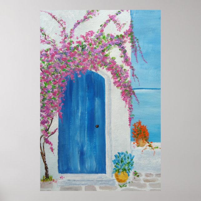 Greek Blue Door Poster (Front)