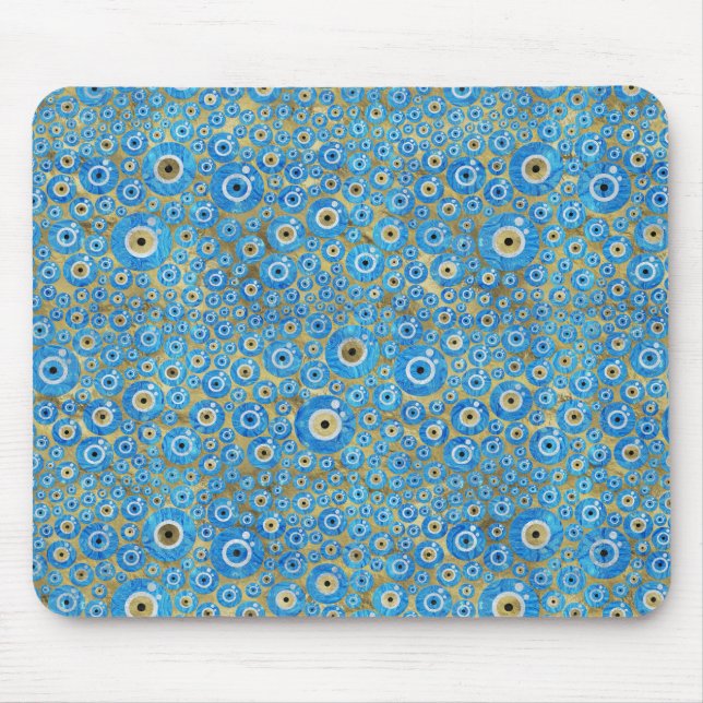 Greek Blue Glass Evil Eye Amulet Mouse Pad (Front)