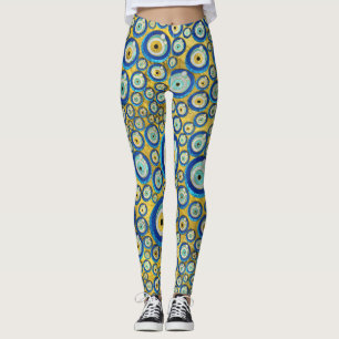 Greek Blue Glass Evil Eye Amulet Pattern Leggings