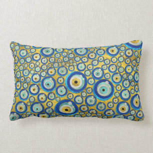 Greek Blue Glass Evil Eye Amulet Pattern Lumbar Cushion