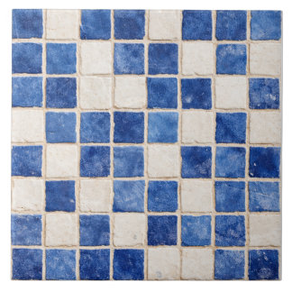 Greek Blue Mosaic Squares Ceramic Tile 