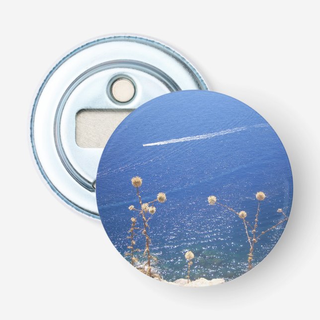 Greek Blue Sea Button Bottle Opener (Front)