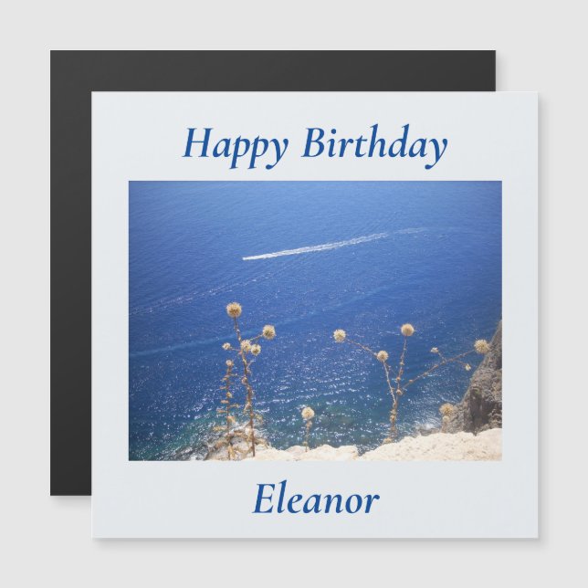 Greek Blue Sea Magnetic Birthday Card (Front/Back)