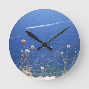 Greek Blue Sea  Round Clock
