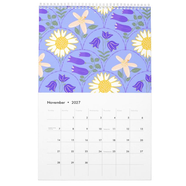Greek Botanical Patterns & Rhodes Scenes Calendar (Nov 2027)
