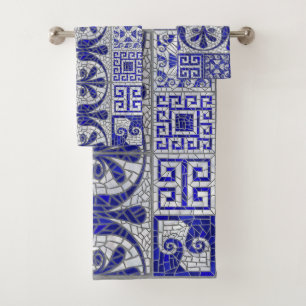 Greek Broken Tile Mosaic Art Bath Towel Set