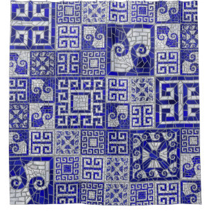 Greek Broken Tile Mosaic Art  Shower Curtain