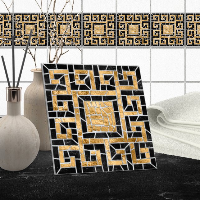 Greek Broken Tile Mosaic Black and gold (Creator Uploaded)