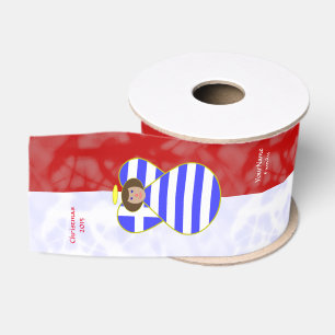Greek Brown Hair Angel Red White Personalised Text Grosgrain Ribbon