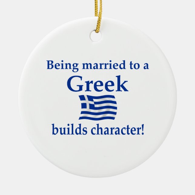 Greek Builds Character Ceramic Tree Decoration (Front)