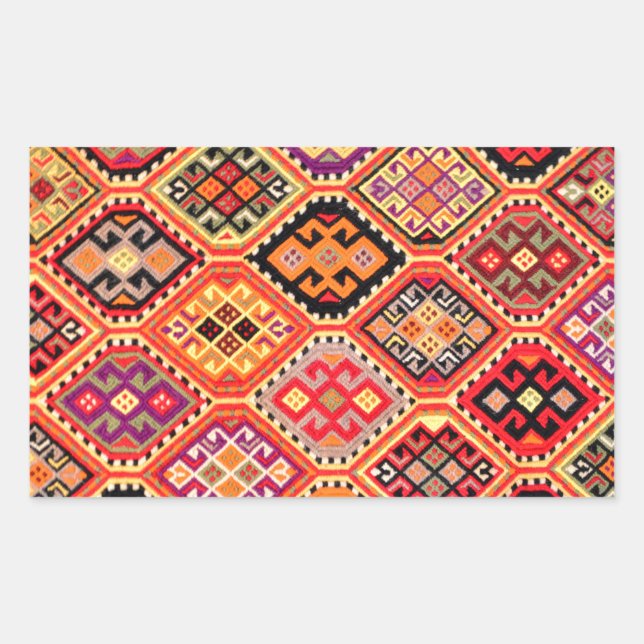 greek carpet traditional motif folk pattern genuin rectangular sticker (Front)