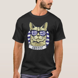Greek Cat Patriotic Greek Roots Greek Vacation Anc T-Shirt