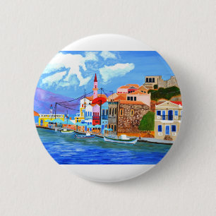 Greek coast 6 cm round badge