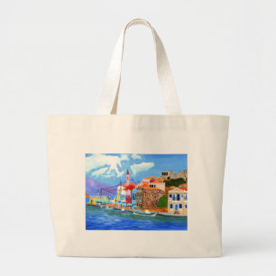Greek coast large tote bag