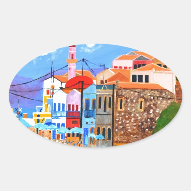 Greek coast oval sticker (Front)