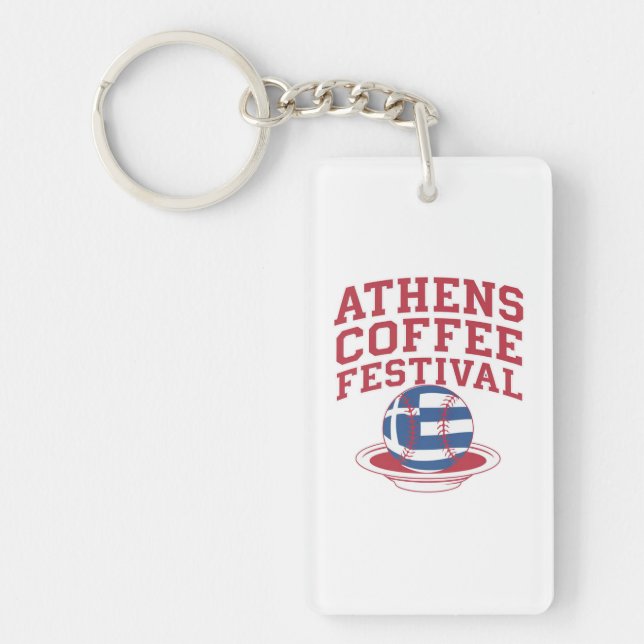Greek Coffee Baseball Logo Key Ring (Front)