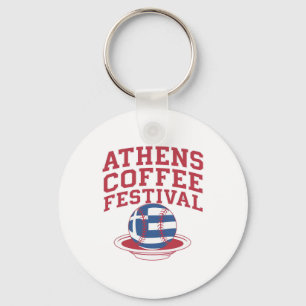 Greek Coffee Baseball Logo Key Ring