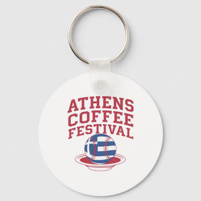 Greek Coffee Baseball Logo Key Ring (Front)