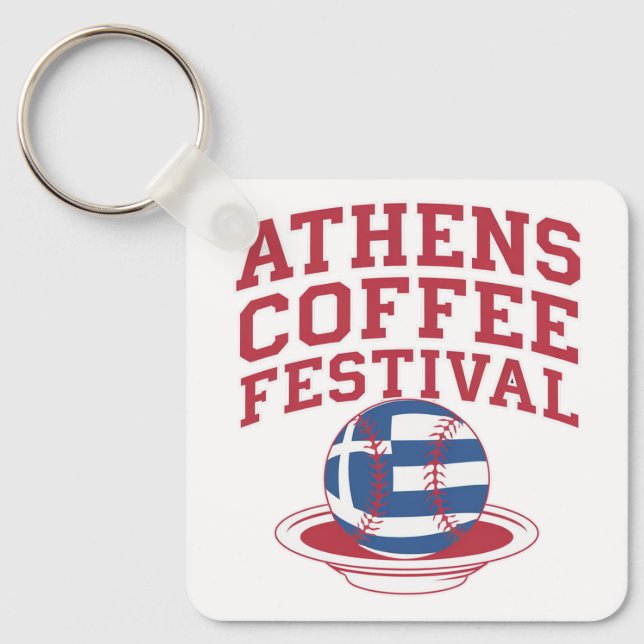 Greek Coffee Baseball Logo Key Ring (Front)