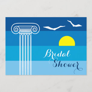 Greek column & seagulls wedding bridal shower invitation