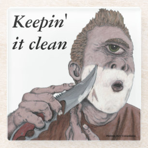 Greek Cyclops Knife Shaving Glass Beverage Coaster