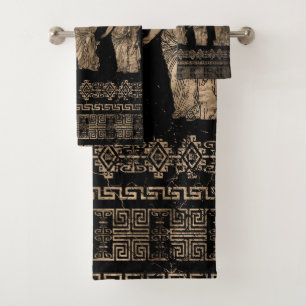 Greek Deities and Meander key ornament Bath Towel Set