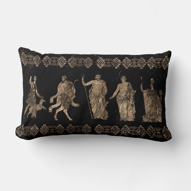 Greek Deities  and Meander key ornament Lumbar Cushion (Front)