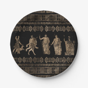 Greek Deities and Meander key ornament Paper Plate