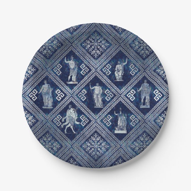 Greek Deities and Meander Key ornament Paper Plate (Front)
