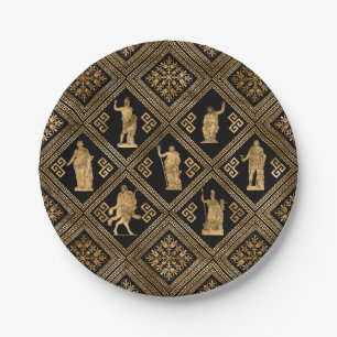 Greek Deities and Meander Key ornament Paper Plate