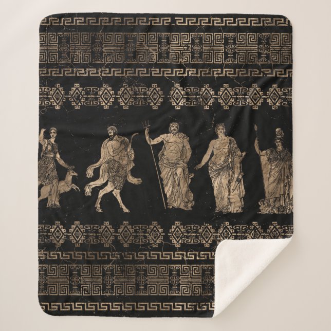 Greek Deities  and Meander key ornament Sherpa Blanket (Front)
