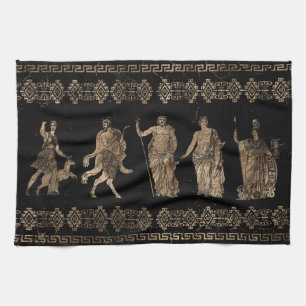 Greek Deities and Meander key ornament Tea Towel