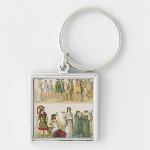 Greek Dress, from 'Trachten der Voelker', 1864 Key Ring