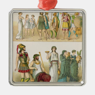 Greek Dress, from 'Trachten der Voelker', 1864 Metal Ornament