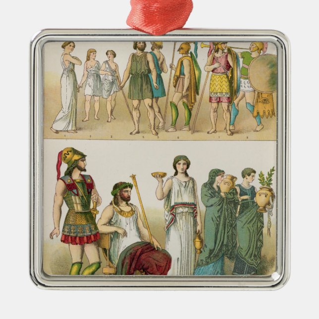 Greek Dress, from 'Trachten der Voelker', 1864 Metal Ornament (Front)