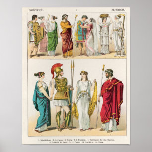 Greek Dress, from 'Trachten der Voelker, 1864 Poster
