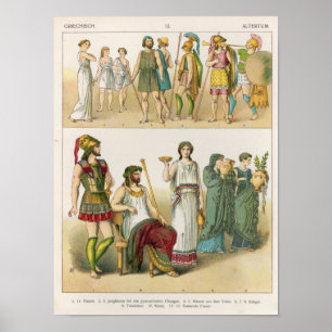 Greek Dress, from 'Trachten der Voelker', 1864 Poster
