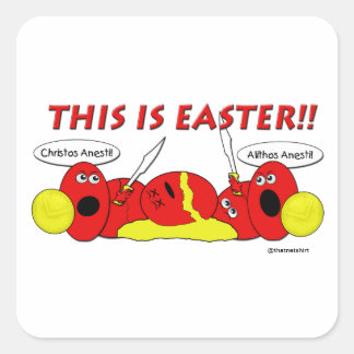 Greek Easter Eggs - Spartan Style! Square Sticker