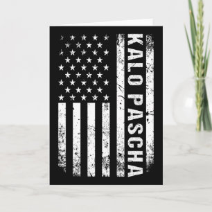 Greek Easter Kalo Pascha Retro Us Flag Greek Ameri Card